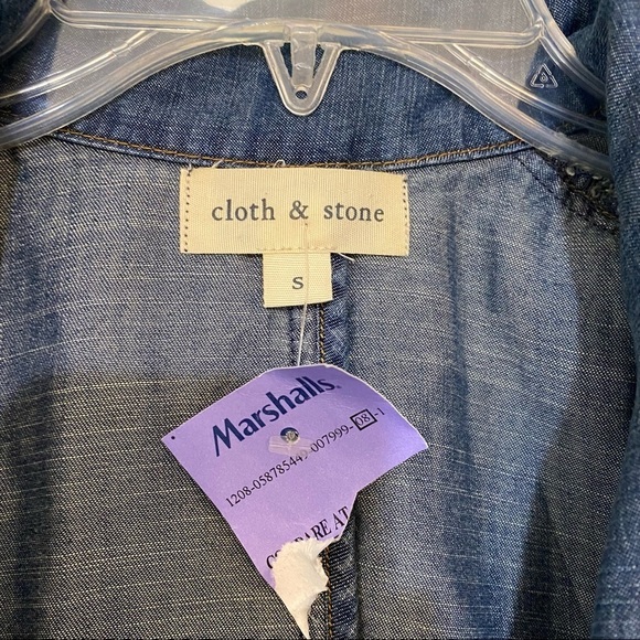 NWT cloth & stone Chambray Denim Trench Coat Jacket Sz Small - Picture 3 of 11